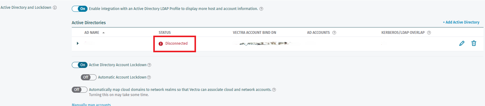 Active Directory Account Lockdown status 